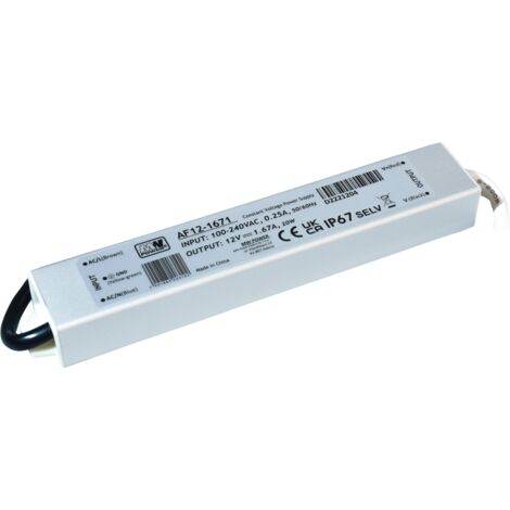 AF12-1671 : 12 V/1,67 A, 20 W, boîtier métallique IP67 - Puissance MW
