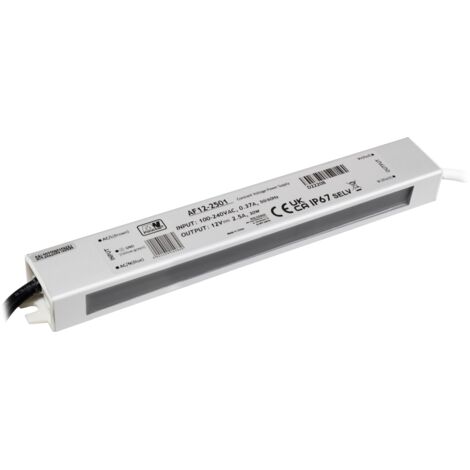 AF12-2501 : 12 V/2,5 A, 30 W, boîtier métallique IP67 - Puissance MW
