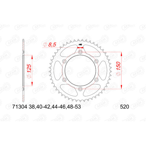 AFAM Stahl-Kettenrad hinten für 520er Kette, Artikelnummer 71304-48