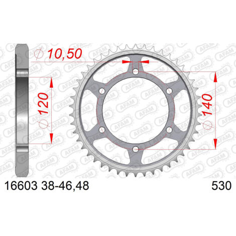 AFAM Stahl-Kettenrad hinten für 530er Kette, Code 16603-40