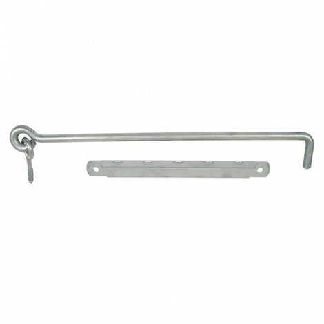 Afbat – Crochet et crémaillère inox pour menuiserie bois – Diamètre 8 mm – Longueur 300 mm – Arrêt et butée de volet