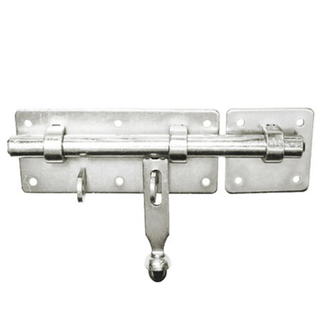 Afbat – Verrou d'écurie porte-cadenas D18 – Acier zingué blanc – Platine 160x65mm – Course du pène 58mm