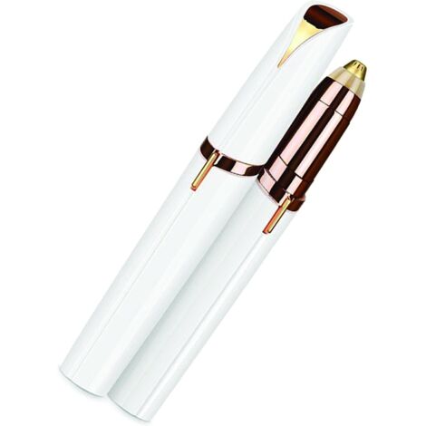 Afeitadora/recortadora eléctrica a batería - Para nariz, orejas, cejas, barba y vello (para hombres y mujeres) - Incluye manual de usuario en francés y cepillo pequeño - Color blanco