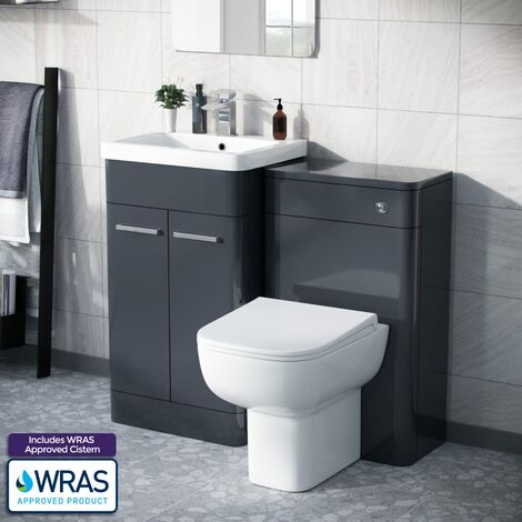 main image of "Afern 500mm Vanity Basin Unit, WC Unit & Debra Back to Wall Toilet Anthracite"