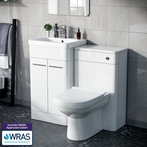 Afern 500mm Vanity Basin Unit, WC Unit & Elso Back to Wall Toilet White