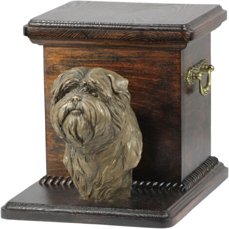 Affenpinscher, Affenpinscher - une urne pour les cendres de chien avec une statuette, une urne élégante pour un chien, une urne unique avec un buste de chien d'Art-Dog