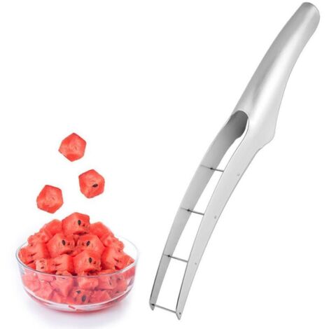 Affettatrice per anguria, forchetta per anguria in acciaio inox, affettatrice portatile per anguria con manico ergonomico per uso in cucina
