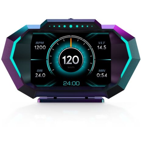 Affichage de jauge OBD2 avec vitesse, affichage tête haute pour voitures P24, consommation de carburant, RPM, alarme de survitesse, compteur de vitesse numérique OBD + GPS adapté à toutes les voitures