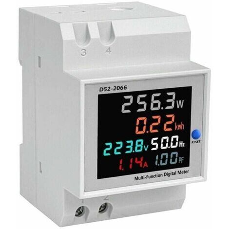 Affichage de la consommation électrique D52-2066 Compteur d'électricité phase domestique compteur d'énergie intelligent type de rail de guidage 220V tension courant puissance fréquence facteur compteu