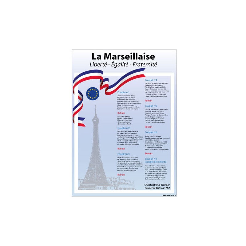 Affichage ecole tour eiffel loi blanquer (DEV0013) - Plastique pvc 1,5 mm - 300 x 420 mm