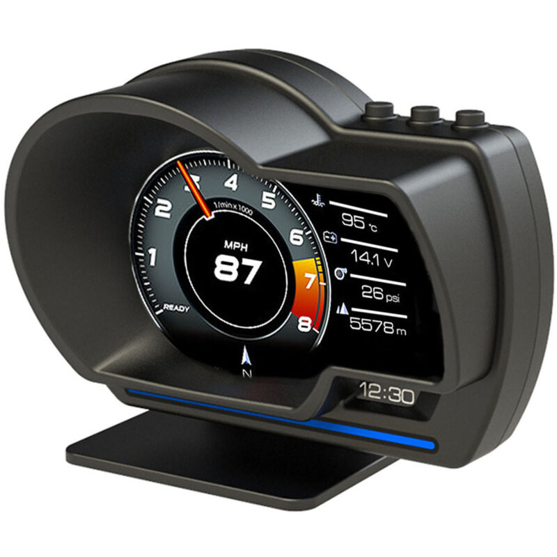Lifcausal - Affichage hud de voiture, obdⅱ + Smart Gauge Compteur de vitesse haute définition Outil de diagnostic de voiture Élimination des codes