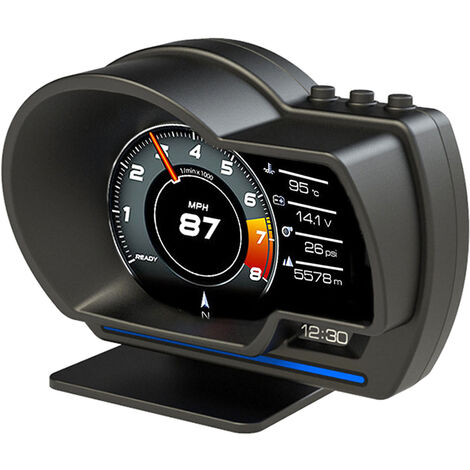 Affichage HUD de voiture, OBDⅡ+GPS Smart Gauge Compteur de vitesse haute définition Outil de diagnostic de voiture Élimination du code de défaut OBD Alarme de défaut de survitesse pour tous les véhicu