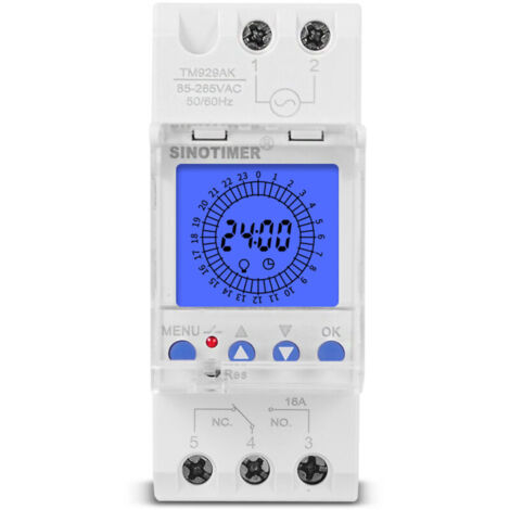 Affichage LCD numérique 24 heures Horloge électronique 85-265 V Heures sur rail DIN Commutateur de minuterie analogique intelligent programmable avec intervalle de 15 minutes (16 A)