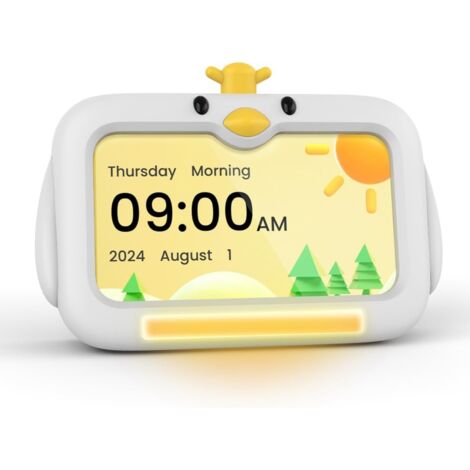 Affichage LED Réveil intelligent pour enfants avec veilleuse, réveil d'entraînement au sommeil mignon et horloge numérique électronique.