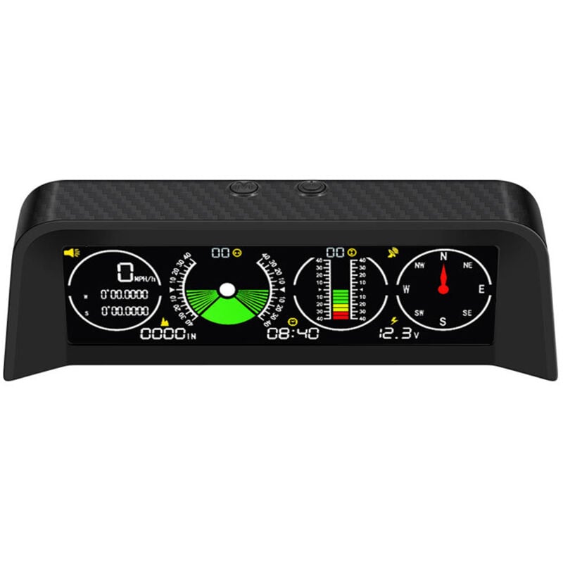 Lifcausal - Affichage tête haute de voiture, compteur de vitesse numérique à led, inclinomètre multifonctionnel, compteur d'angle de pente avec