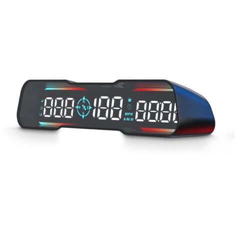 Affichage tête haute du compteur de vitesse HUD G19, lumières d'ambiance décoratives, vitesse numérique, boussole GPS, temps de conduite, distance de conduite, heure satellite, alarme