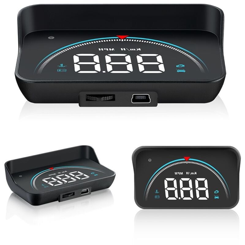 Curconsa - Affichage tête haute du compteur de vitesse hud M8 pour voiture, vitesse numérique obd, régime moteur, commutateur km/mph, température de