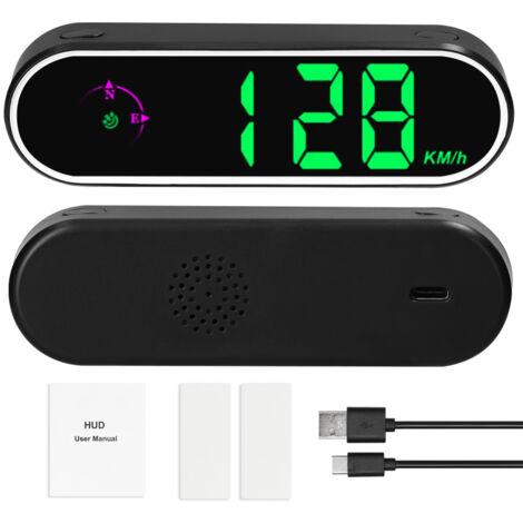 Affichage tête haute GPS avec compteur de vitesse numérique, horloge et boussole à LED couleur, alarme de survitesse pour voiture, camion, SUV et camping-car Compatible avec voitures, camions, SUV et 
