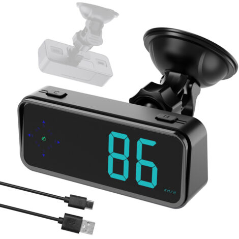 Affichage tête haute GPS avec compteur de vitesse numérique (km/h/mph) et écran LED couleur, horloge numérique, indication de direction, alarme de survitesse pour voiture, camion, SUV et camping-car.