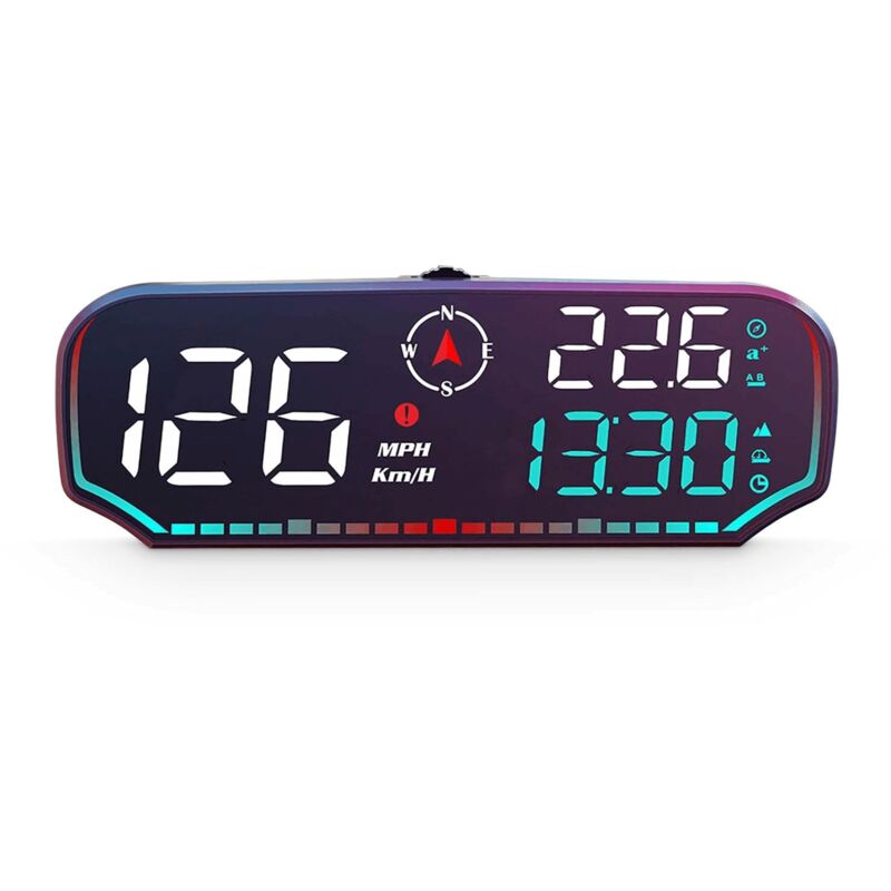 Affichage tête haute GPS numérique pour voiture, compteur de vitesse avec alarme de survitesse et de fatigue - mph, compteur de vitesse numérique,