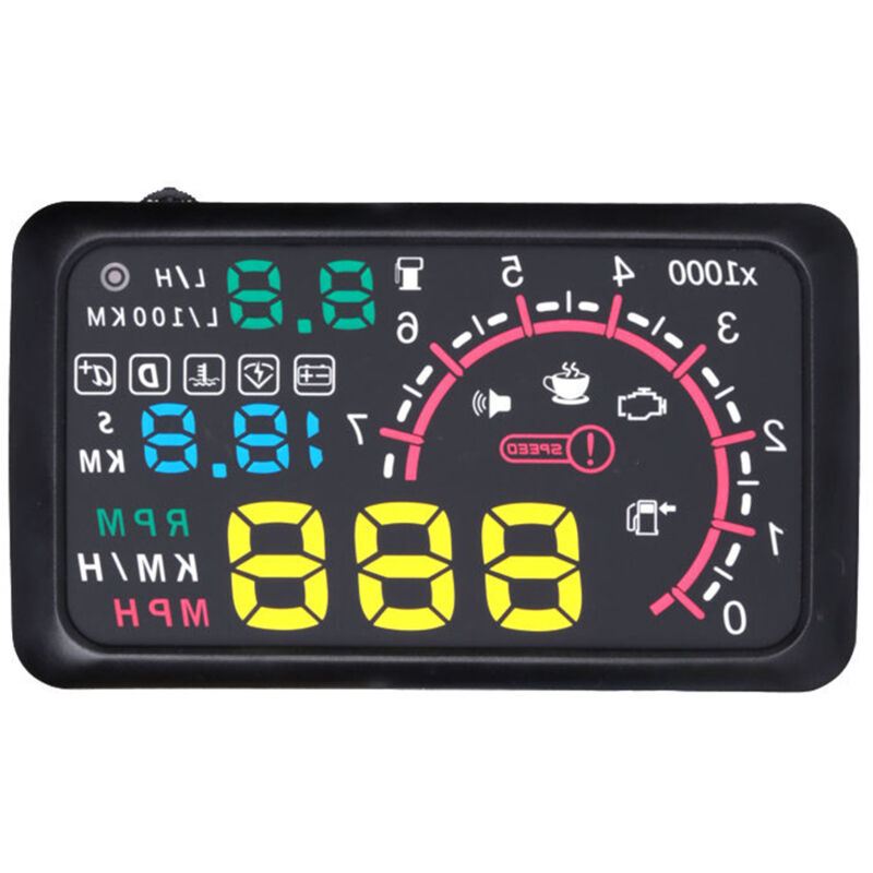 Lifcausal - Affichage tête haute hud de voiture 5,5' KM/h et mph Avertissement de vitesse Interface OBD2 Projecteur de pare-brise Système