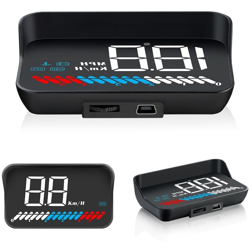 Curconsa - Affichage tête haute hud M7 pour voiture, jauge intelligente obd/gps, vitesse de conduite, régime moteur, tension, température de l'eau,