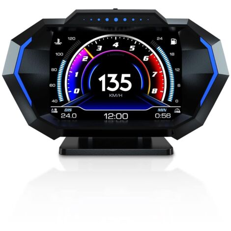 Affichage tête haute, OBD2 + GPS + mode compteur de pente - Affichage multilingue - Unités de compteur de vitesse modifiables en MPH et KM/H pour toutes les voitures