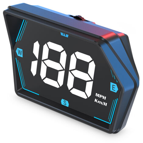 Affichage Tête Haute pour Compteur de Vitesse GPS de Voiture, Affichage Tête Haute Universel de Voiture, Compteur de Vitesse MPH de 3 Pouces avec Boussole, Alarme de Survitesse,