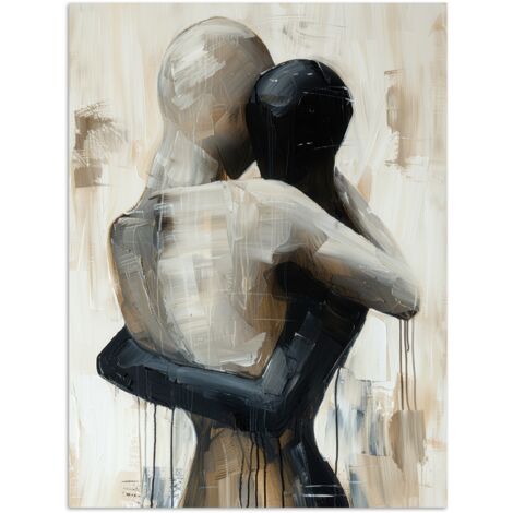 AFFICHE Abstrait - Amour - Noir et blanc - Moderne Décoration Murale 60x80 cm