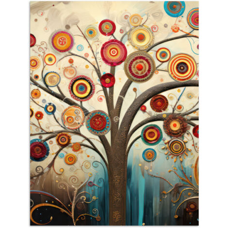 AFFICHE Arbre - Arbre de vie - Couleur Décoration Murale 60x80 cm