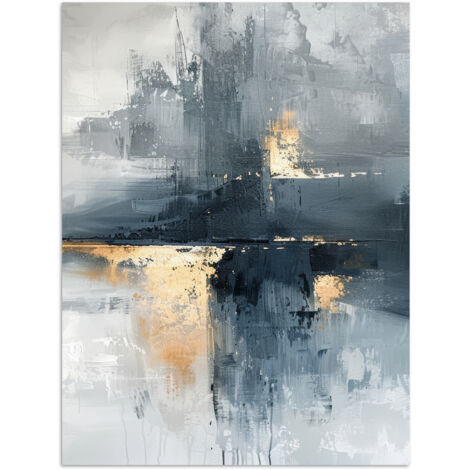 AFFICHE Art - Gris - Or - Abstrait Décoration Murale 60x80 cm