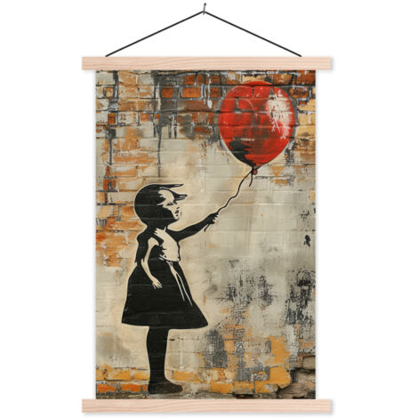 AFFICHE AVEC CADRE MAGNÉTIQUE Graffiti - Banksy - Fille - Street art 60x90