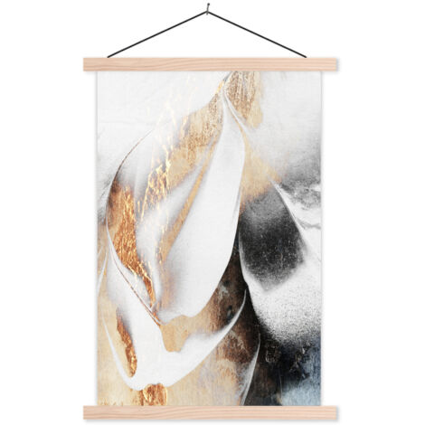 AFFICHE AVEC CADRE MAGNÉTIQUE Luxe - Abstrait - Or - Blanc 60x90
