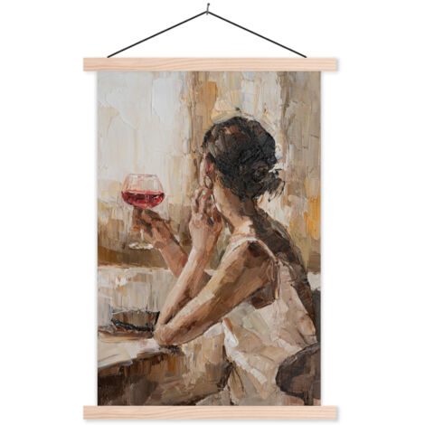 AFFICHE AVEC CADRE MAGNÉTIQUE Peinture à l'huile - Femme - Vin 60x90