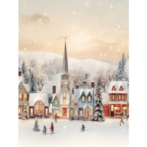 Affiche de Noël, ville d'hiver, paysage de neige d'hiver de Noël P238240x50