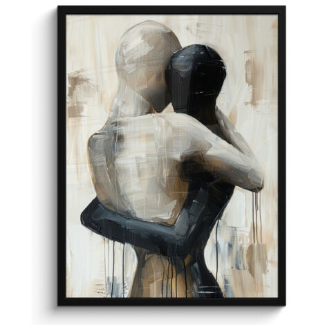 AFFICHE ENCADRÉE Abstrait - Amour - Noir et blanc - Moderne Tableau Décoration Murale 60x80