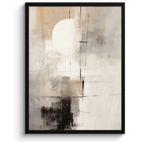 AFFICHE ENCADRÉE Abstrait - Art - Gris Tableau Décoration Murale 60x80