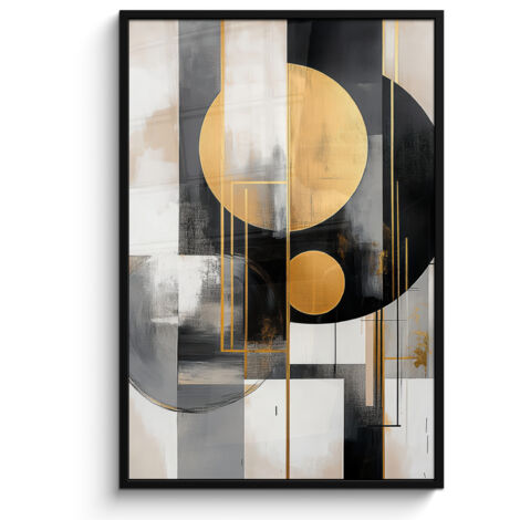 AFFICHE ENCADRÉE Abstrait - Or - Argent - Formes - Esthétique - Moderne Decoration Murale Peinture 80x120