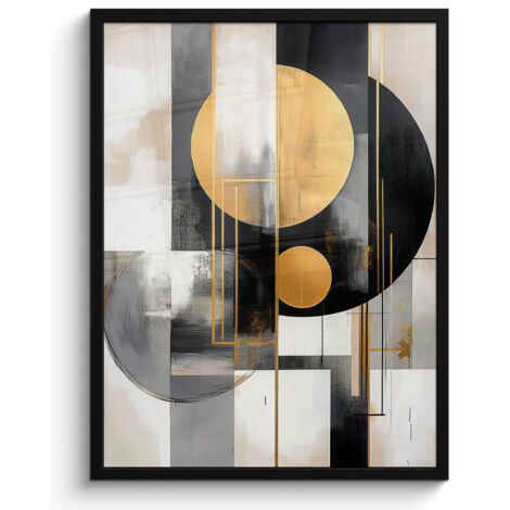 AFFICHE ENCADRÉE Abstrait - Or - Argent - Formes - Esthétique - Moderne Tableau Décoration Murale 60x80