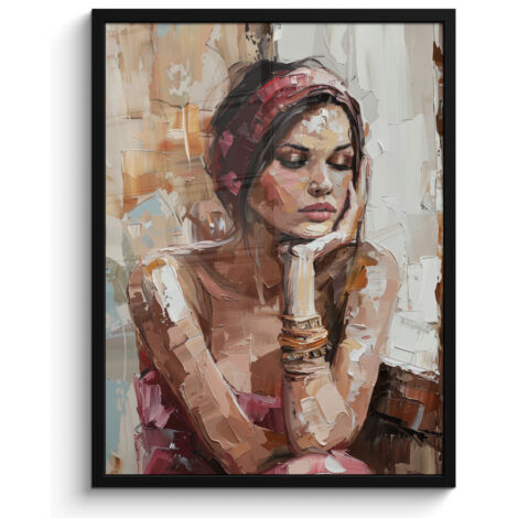 AFFICHE ENCADRÉE Femme - Peinture - Portrait - Moderne Tableau Décoration Murale 60x80