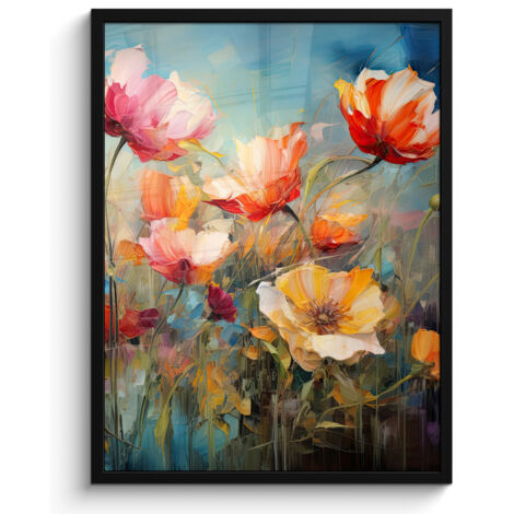 AFFICHE ENCADRÉE Fleurs - Aquarelle - Art - Botanique - Nature Tableau Décoration Murale 60x80