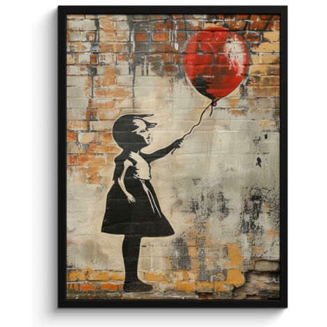 AFFICHE ENCADRÉE Graffiti - Banksy - Fille - Street art Tableau Décoration Murale 60x80