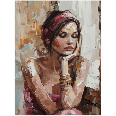 AFFICHE Femme - Peinture - Portrait - Moderne Décoration Murale 60x80 cm