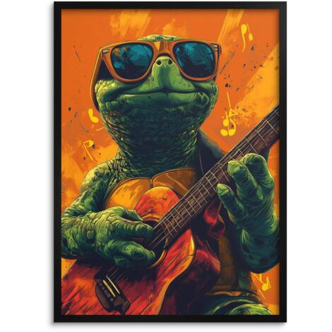 Affiche jeunesse colorée pour le mur d'un adolescent Turtle Music