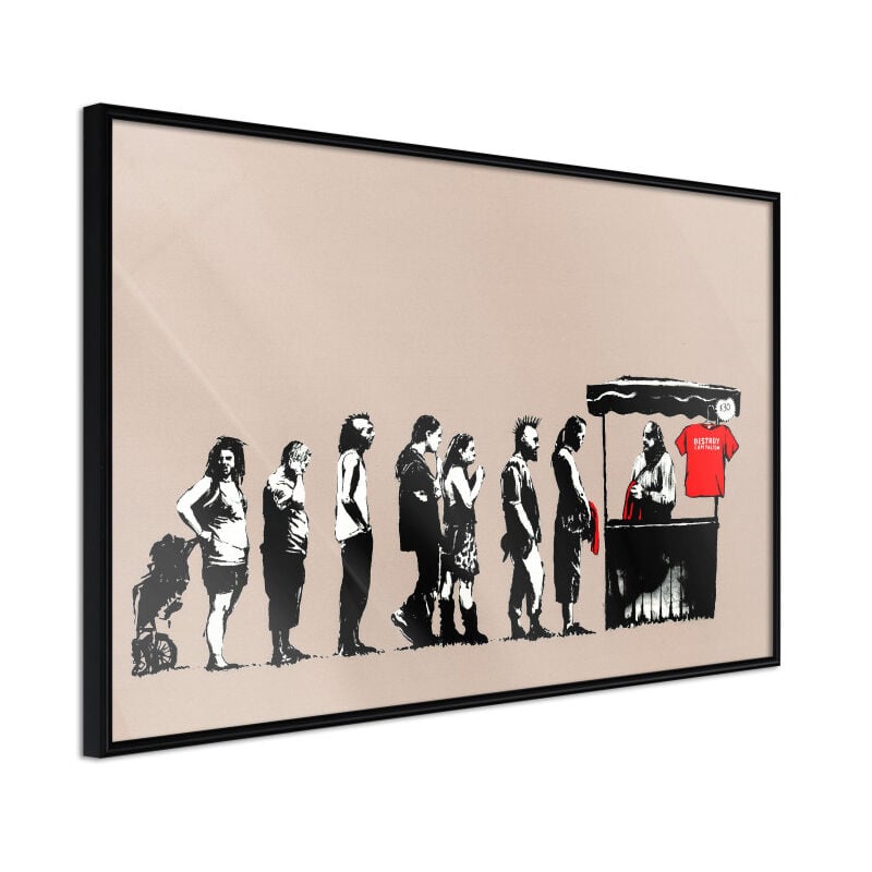 Paris Prix - Affiche Murale Encadrée 'Banksy Festival' 60 x 40 cm Noir