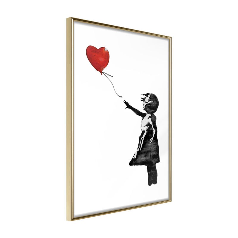 Paris Prix - Affiche Murale Encadrée 'Banksy Girl with Balloon ii' 30 x 42 cm Or