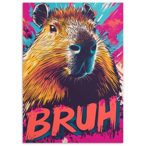 Affiche murale colorée CAPYBARA. Cadeau pour un adolescent. Posters 50 x 70 cm.