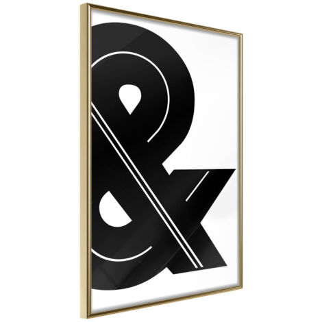 Affiche Murale Encadrée "Ampersand Black and White" 30 x 42 cm Or