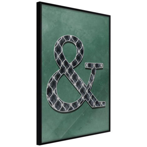 Affiche Murale Encadrée "Ampersand on Green Background" 21 x 30 cm Noir
