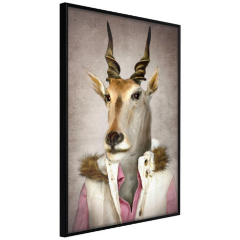 Affiche Murale Encadrée "Animal Alter Ego Antelope" 21 x 30 cm Noir
